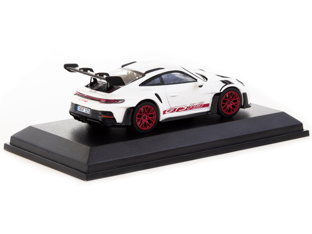 Tarmac Works x Mini Champs 1/64 Porsche 911-992 GT3 RS White with Red Wheels - Diecast Toyz Australia