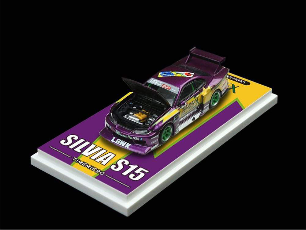 Time Model 1/64 LBWK Nissan Silvia S15 Purple Lighting Livery with Gift Box - Diecast Toyz Australia