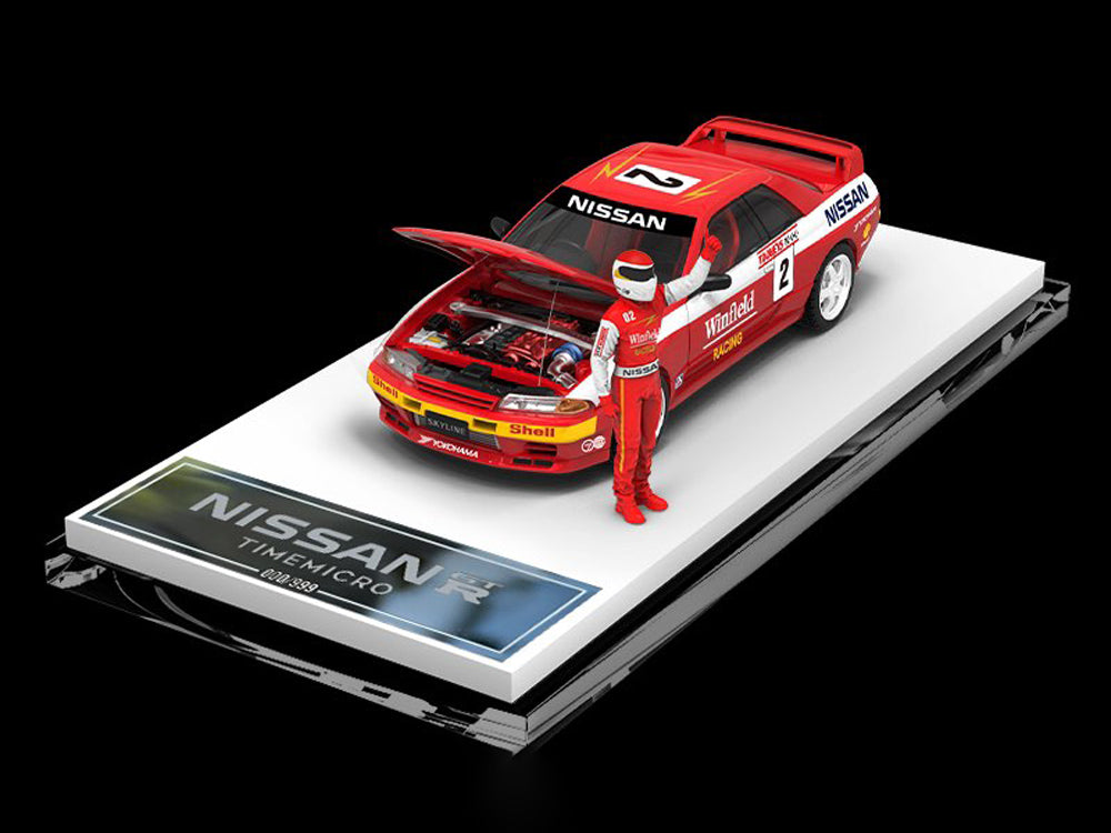Time Model 1/64 Nissan Skyline GTR R32 Bathurst Red #2 Car with Figurine - Diecast Toyz Australia