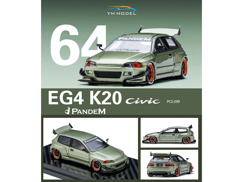 YM Model 1/64 Honda Civic EG4 K20 Pandem Rocket Bunny Copper