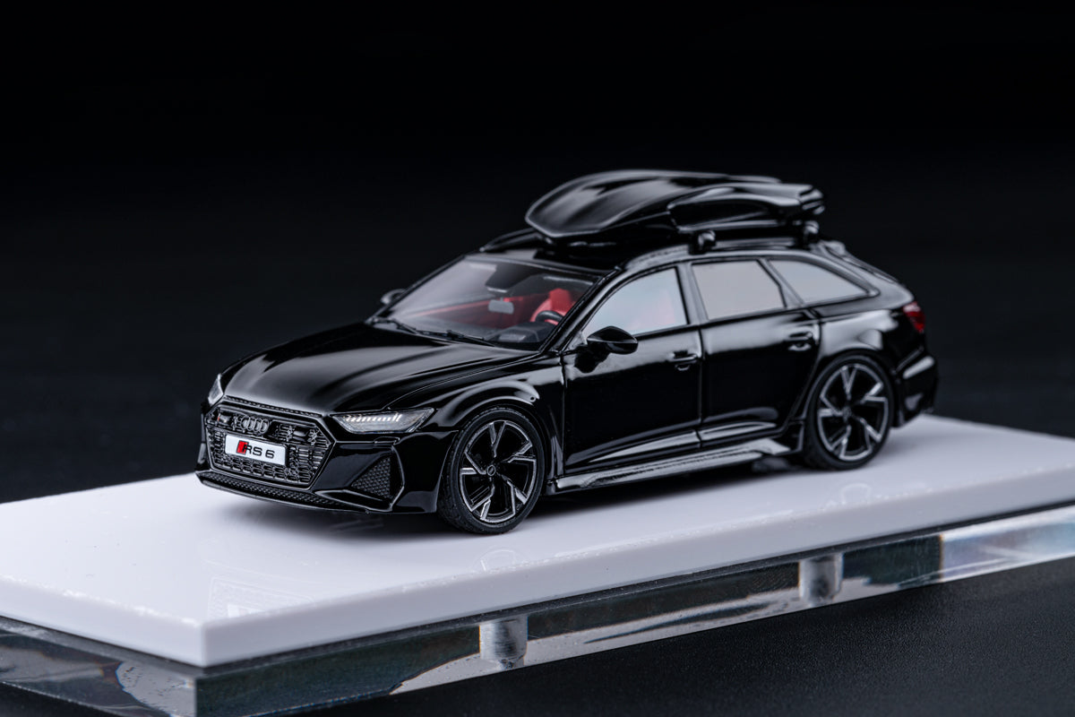 Refine Emotion 1/64 RS6 Wagon with Roof Box in Sebring Black - Diecast Toyz Australia