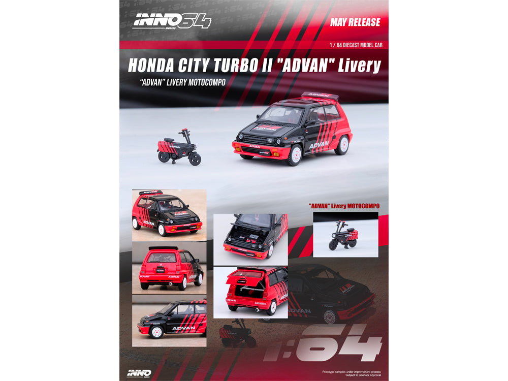 Inno64 Honda City Turbo II Advan Livery with Motocompo - Diecast Toyz Australia