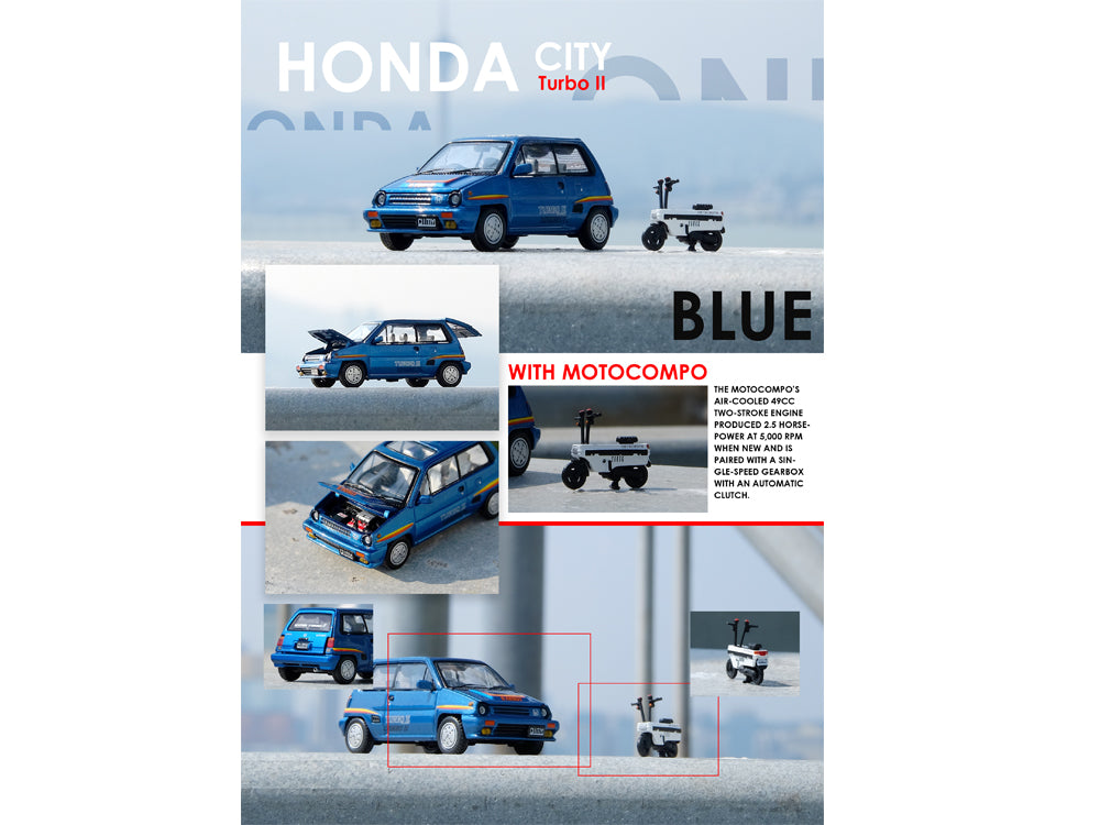 Inno64 Honda City Turbo II Blue with Motocompo - Diecast Toyz Australia