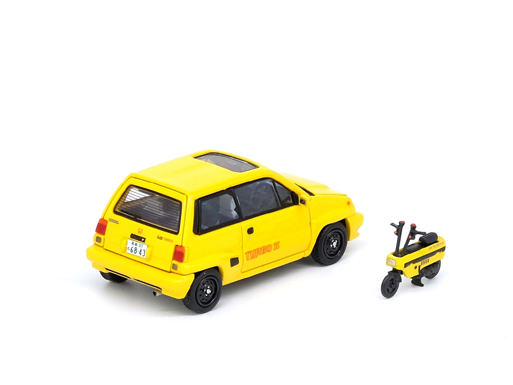 Inno64 Honda City Turbo II Yellow with Motocompo - Diecast Toyz Australia