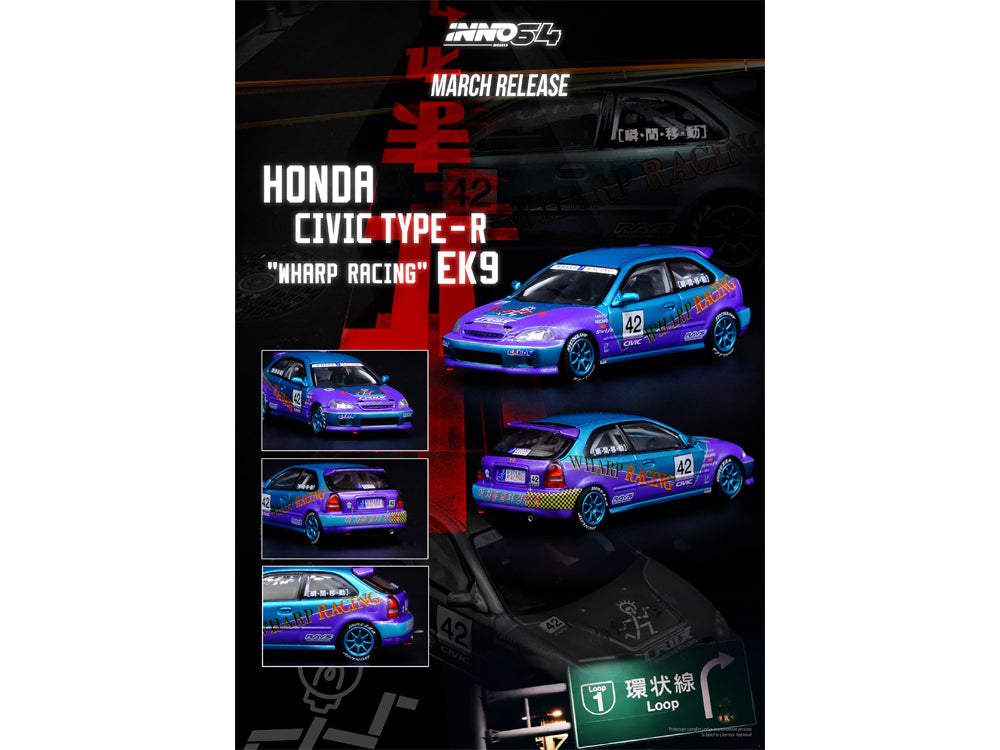 Inno64 Honda Civic Type R EK9 Wharp Racing - Diecast Toyz Australia