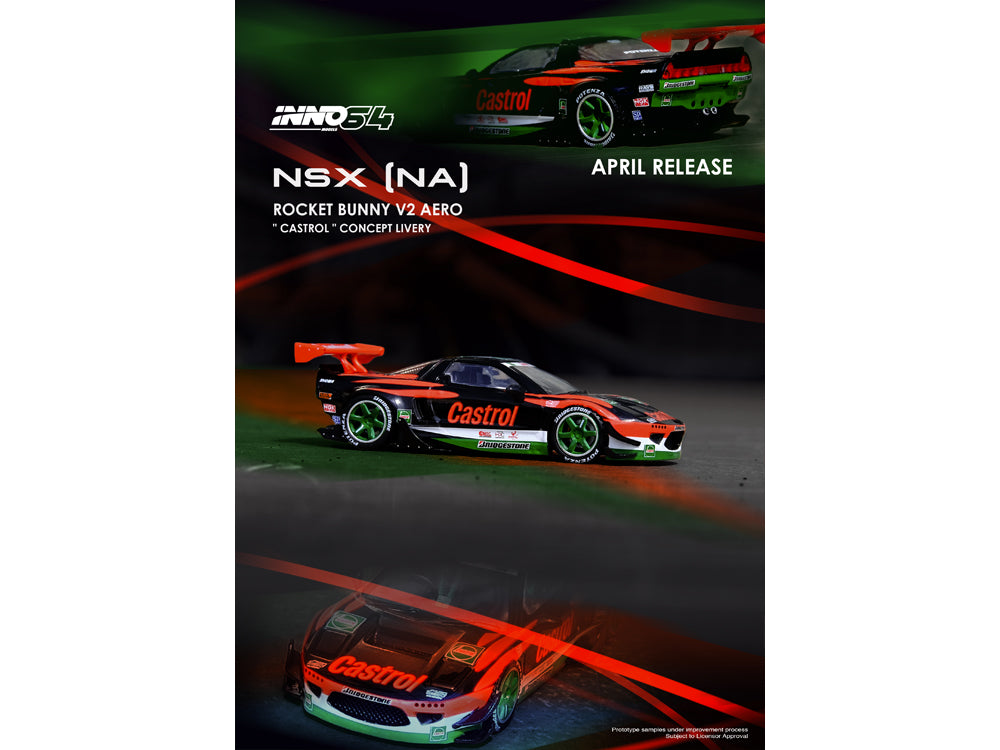 Inno64 Honda NSX NA1 Rocket Bunny V2 Aero Castrol Livery | Diecast