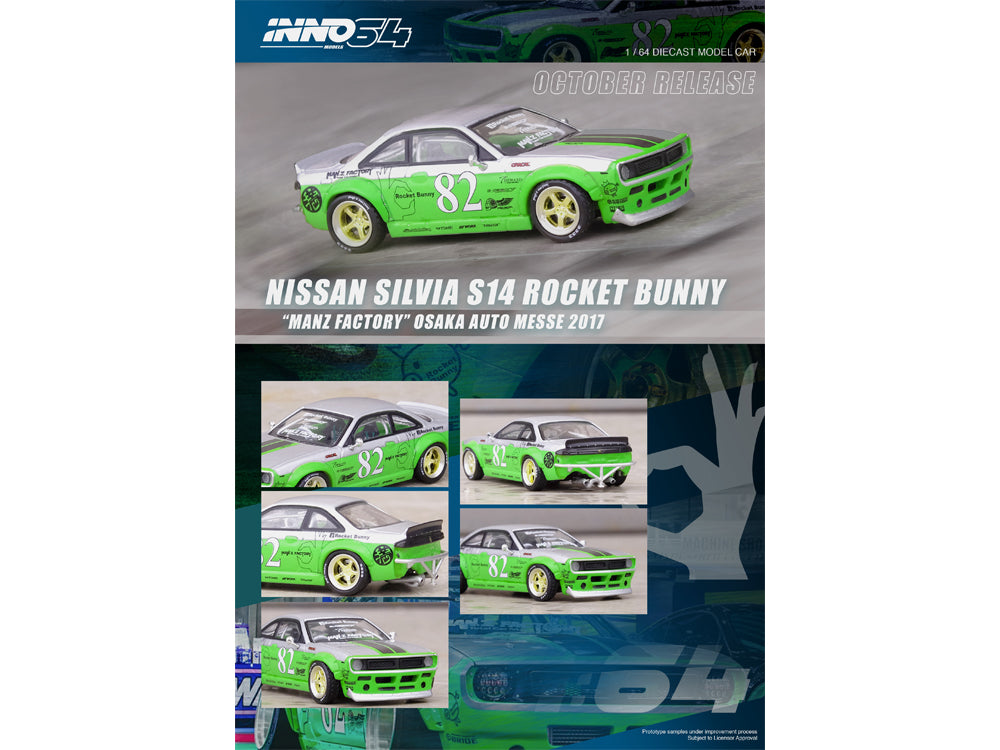 Inno64 Nissan Silvia S14 Rocket Bunny Manz Factory Osaka Auto Messe 2017 - Diecast Toyz Australia