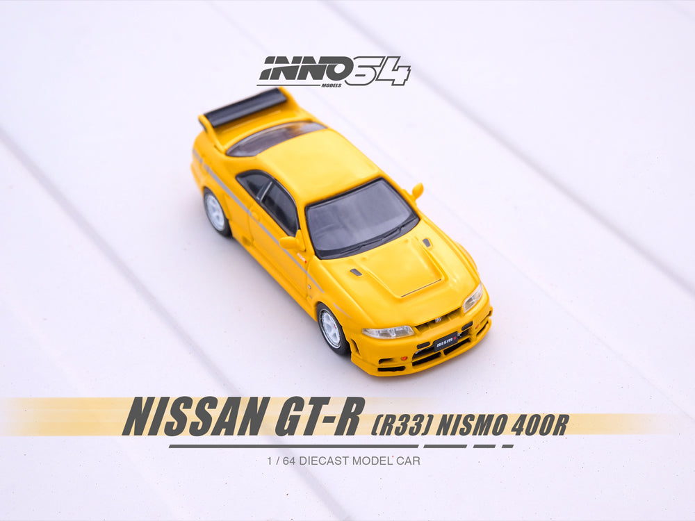 Inno64 Nissan Skyline GT-R NISMO 400R Lightning Yellow - Diecast Toyz Australia
