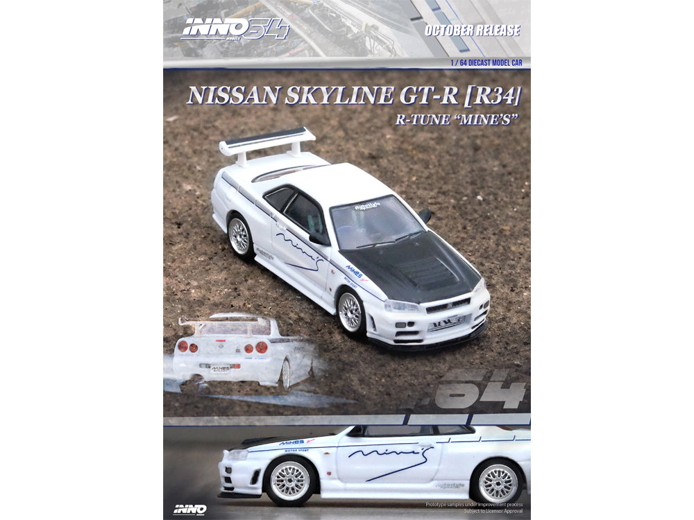 Inno64 Nissan Skyline GT-R R34 R Tuned by Mine's - Diecast Toyz Australia