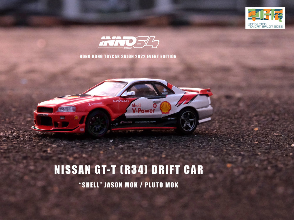 Inno64 Nissan Skyline R34 GTT Drift Car "Shell" HK Toycar Salon 2022 Event Edition - Diecast Toyz Australia