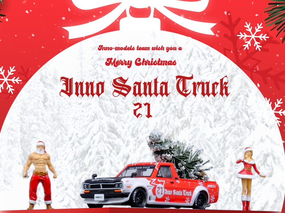 Inno 64 Nissan Sunny Hakotora Santa Truck 21 with Figurine - Diecast Toyz Australia