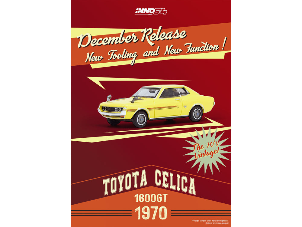 Inno64 Toyota Celica 1600GT TA22 Yellow - Diecast Toyz Australia