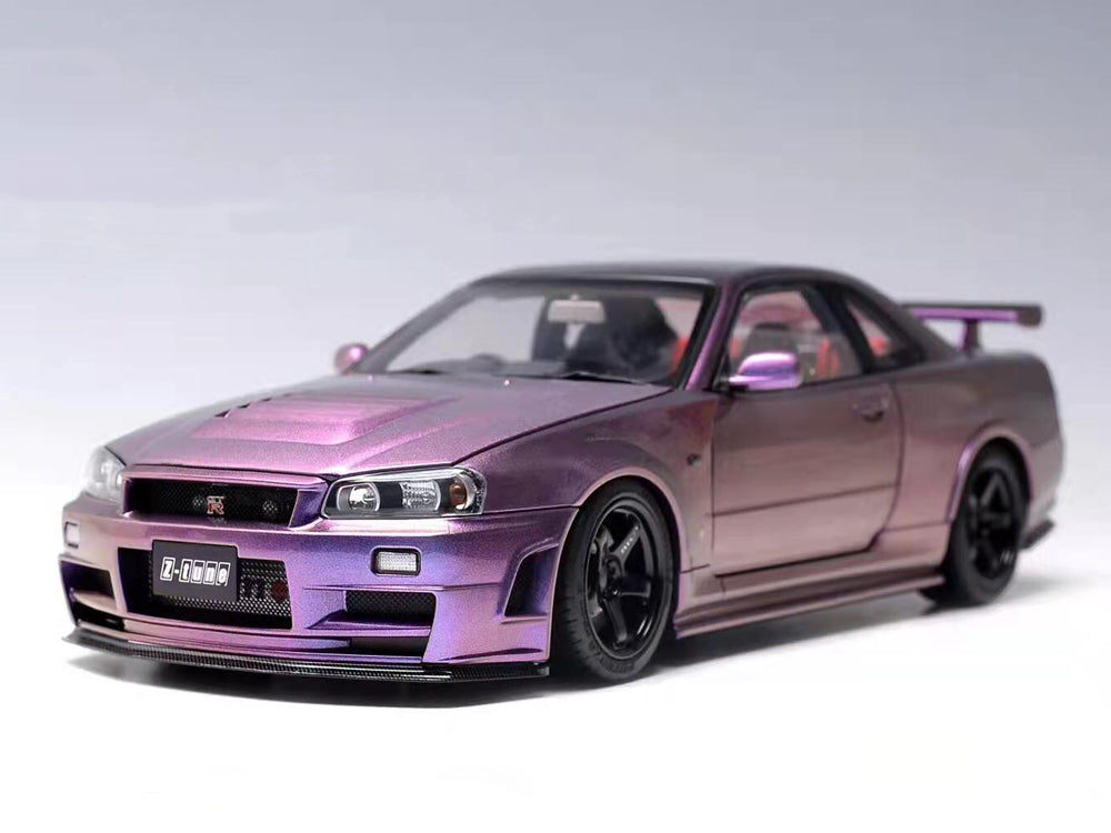 MotorHelix 1/18 Nissan Skyline GTR R34 Z Tune Midnight Purple - Diecast Toyz Australia