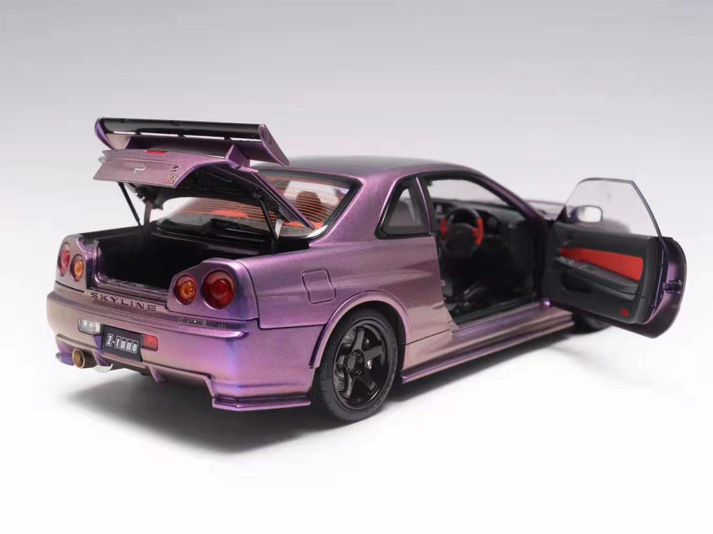 MotorHelix 1/18 Nissan Skyline GTR R34 Z Tune Midnight Purple - Diecast Toyz Australia