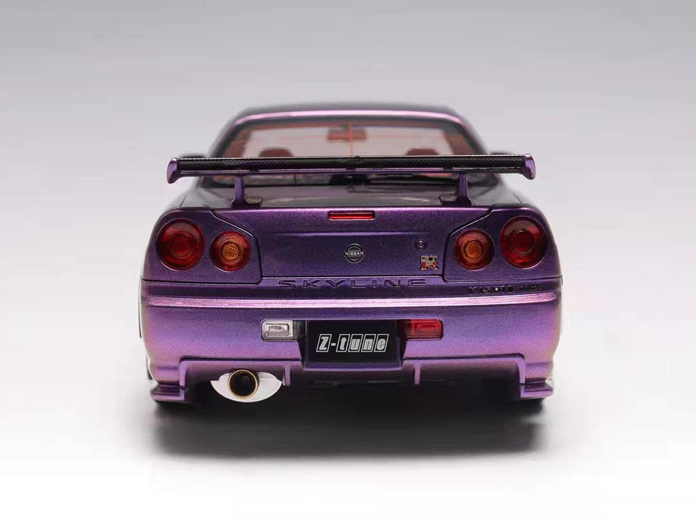 MotorHelix 1/18 Nissan Skyline GTR R34 Z Tune Midnight Purple - Diecast Toyz Australia