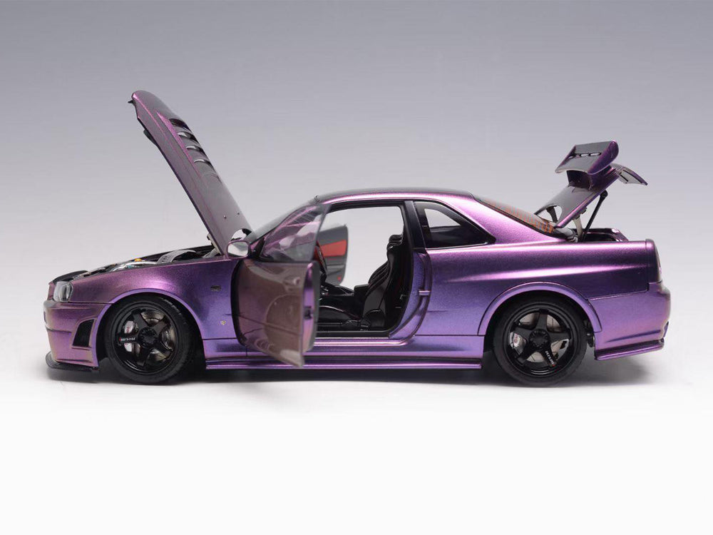 MotorHelix 1/18 Nissan Skyline GTR R34 Z Tune Midnight Purple - Diecast Toyz Australia