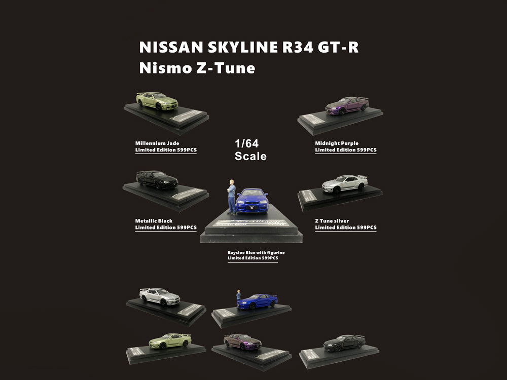 Stance Hunters 1/64 Nissan Skyline GT-R R34 Z Tune Silver - Diecast Toyz Australia