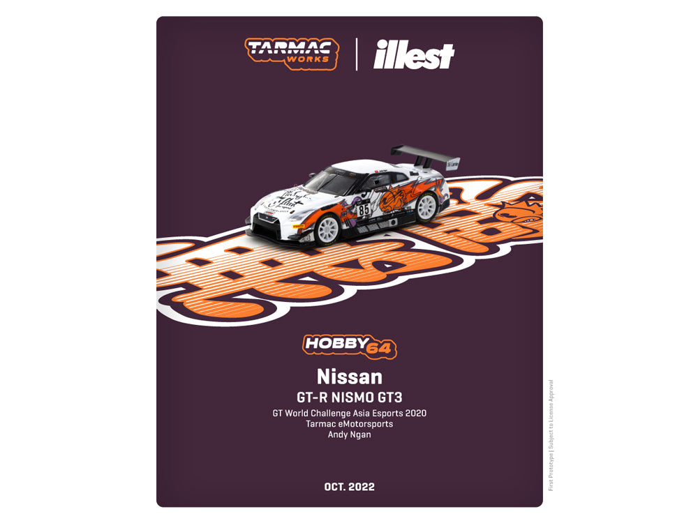 Tarmac Works 1/64 Nissan GT-R Nismo GT3 GT World Challenge Asia E Sports 2020 Tarmac Esports White - Diecast Toyz Australia