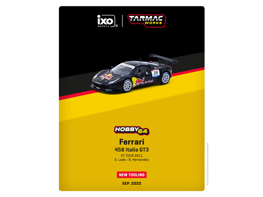 Tarmac Works 1/64 Ferrari 458 Italia GT3 GT Tour 2011 S.Loeb/ B.Hernandez - Diecast Toyz Australia