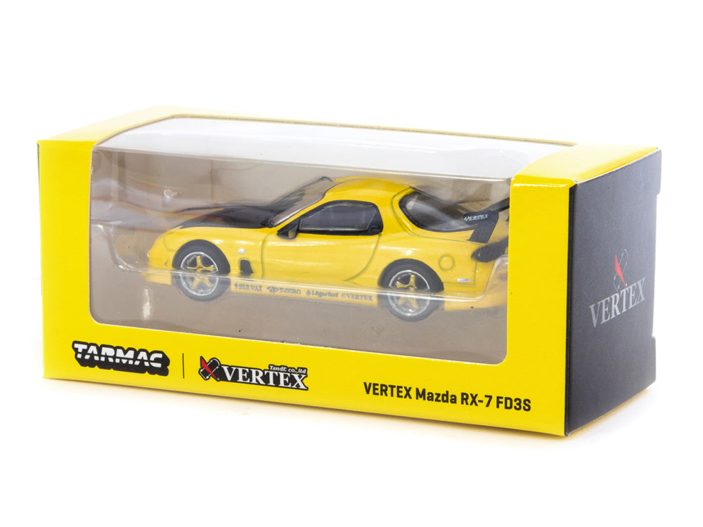 Tarmac Works 1/64 Mazda RX-7 FD-3S Vertex Metallic Yellow - Diecast Toyz Australia