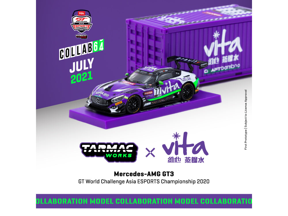 Tarmac Works 1/64 Mercedes AMG GT3 Asia Esports Frank Yu with Shipping Container - Diecast Toyz Australia