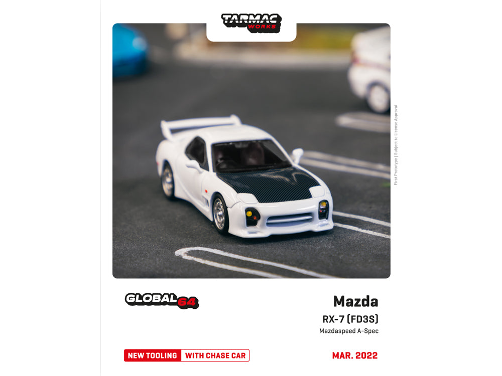 Tarmac Works 1/64 Mazda RX7 FD3S Mazdaspeed A-spec Chaste White - Diecast Toyz Australia