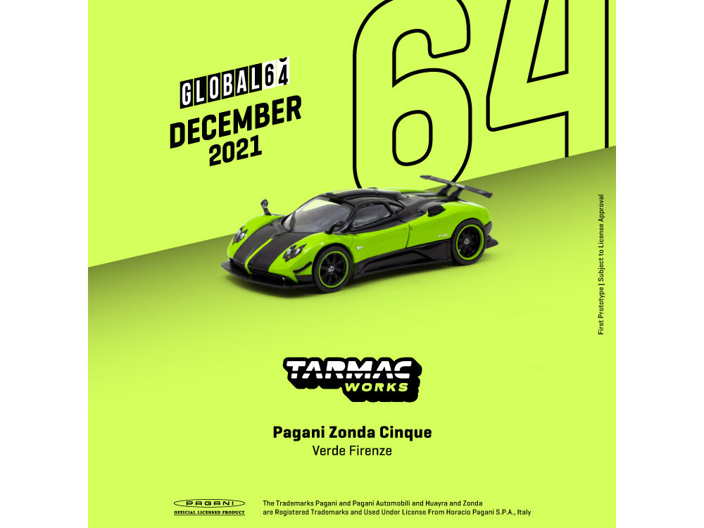 Tarmac Works 1/64 Pagani Zonda Cinque Verde Firenze - Chase Version - Diecast Toyz Australia