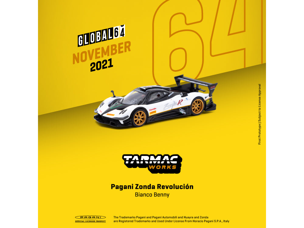Tarmac Works 1/64 Pagani Zonda Revolucion Bianco Benny - Chase Version - Diecast Toyz Australia