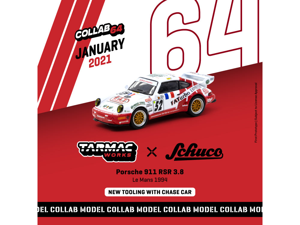 Tarmac Works x Schuco 1/64 Porsche 911 #52 RSR 3.8 Le Mans 1994 - Diecast Toyz Australia