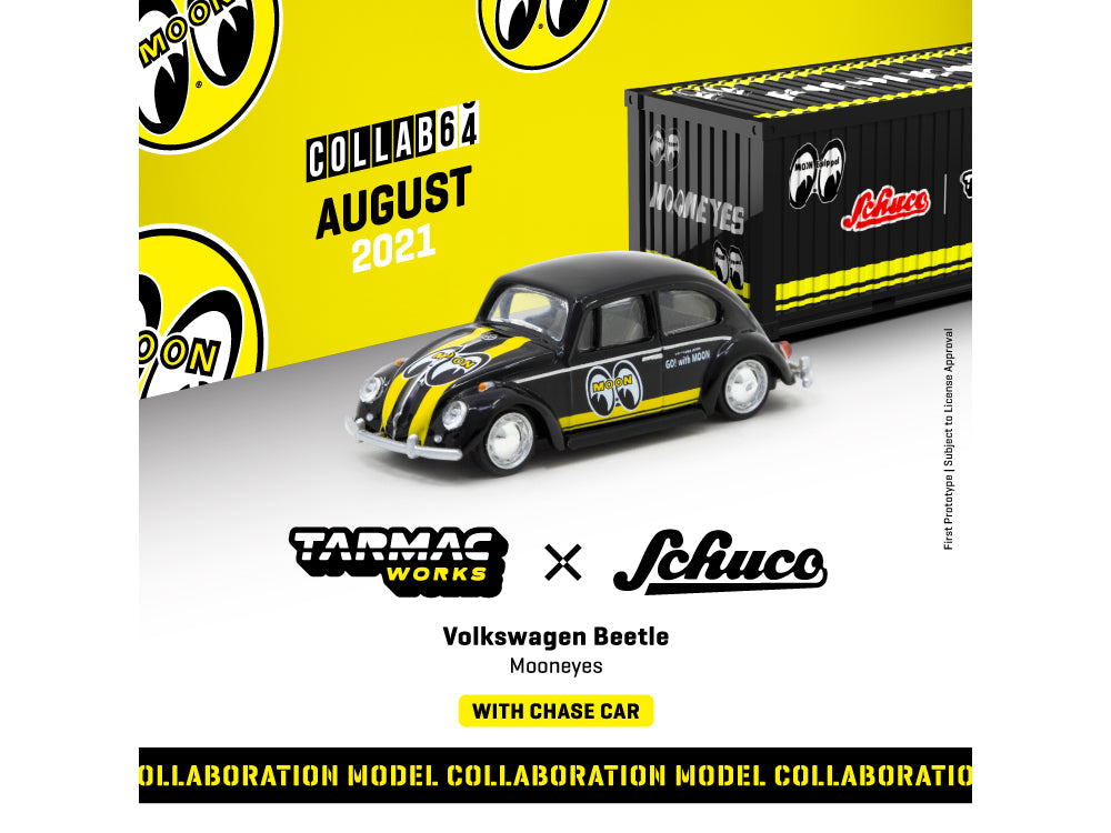Tarmac Works x Schuco VW Beetle Mooneyes Black with Container - Diecast Toyz Australia